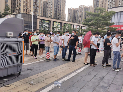 東莞全城核酸檢測，瑞泰風(fēng)關(guān)愛在行動，斗酷暑，送清涼！